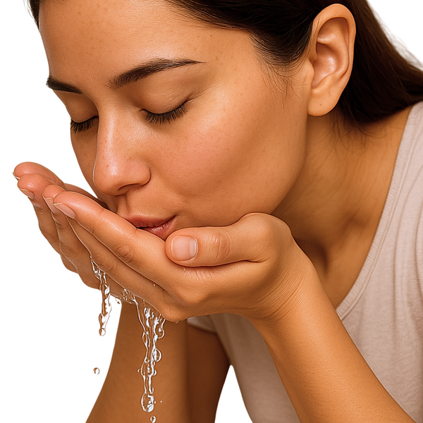 Mund und WhiteGlow™ gründlich auswaschen und 30 Minuten auf Essen...